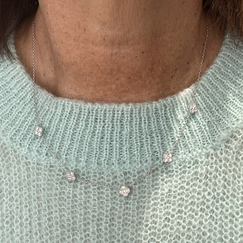 Collier Trèfle en or blanc et diamants