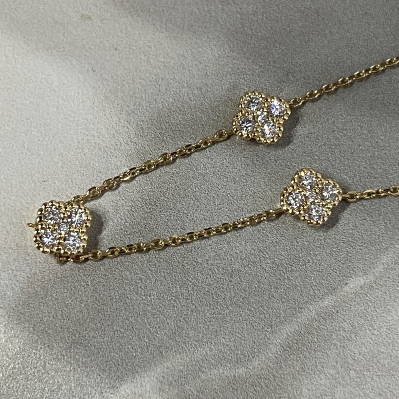 Collier Trèfle en or jaune et diamants