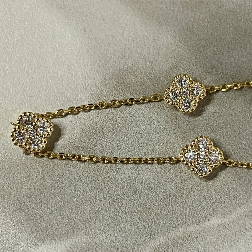 Collier Trèfle en or jaune et diamants