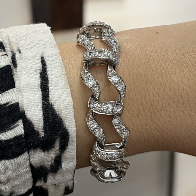 Bracelet en platine de 54,4 grammes et diamants de taille ancienne pour 9 carats