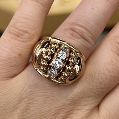 Bague en or rose, platine et diamants pour 0,70 carat