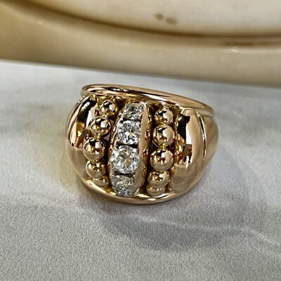 Bague en or rose, platine et diamants pour 0,70 carat