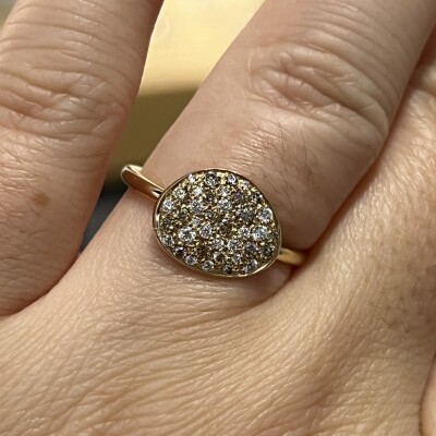 Bague Galet en or rose, diamants cognac et diamants
