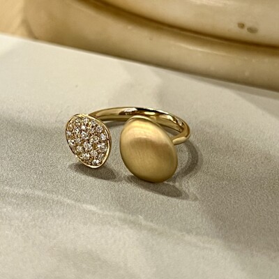 Bague Galet en or rose et diamants