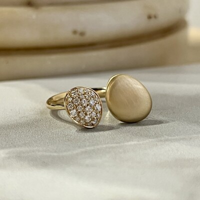 Bague Galet en or rose et diamants