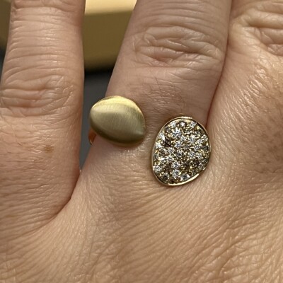 Bague Galet en or rose, diamants cognac et diamants