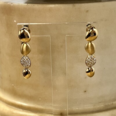 Boucles d’oreilles Galet en or rose et diamants