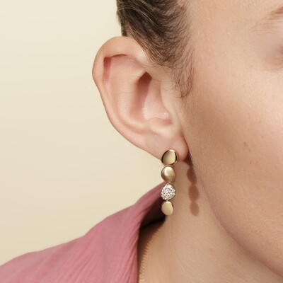 Boucles d’oreilles Galet en or rose et diamants