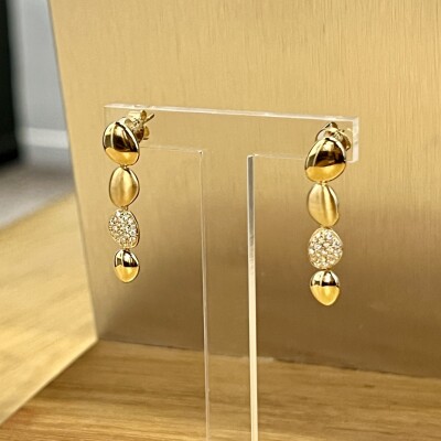 Boucles d’oreilles Galet en or rose et diamants