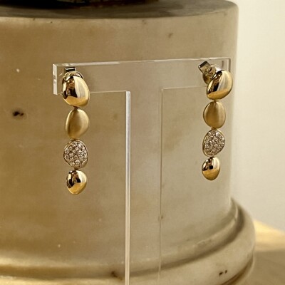 Boucles d’oreilles Galet en or rose et diamants