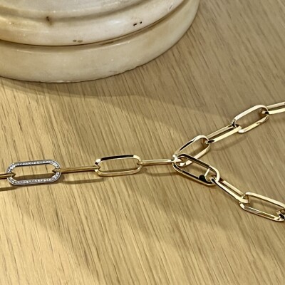 Sautoir Toutânkhamon en or jaune, or blanc et diamants pour 1,20 carat