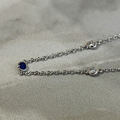 Collier Mini Diams en or blanc, saphirs et diamants