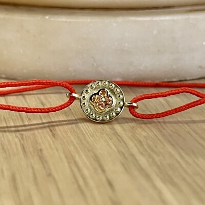 Bracelet Trèfle en or jaune et saphirs orange