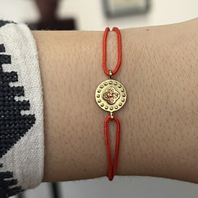Bracelet Trèfle en or jaune et saphirs orange