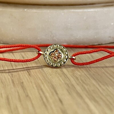 Bracelet Trèfle en or jaune et saphirs orange