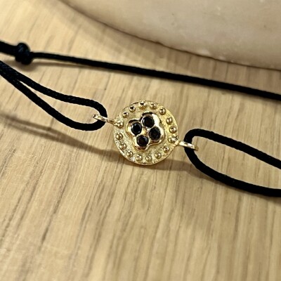 Bracelet Trèfle en or jaune et diamants noirs