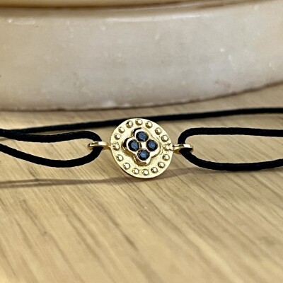 Bracelet Trèfle en or jaune et diamants noirs