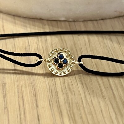 Bracelet Trèfle en or jaune et diamants noirs