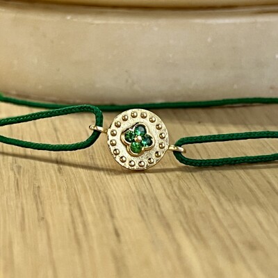 Bracelet Trèfle en or jaune et tsavorites