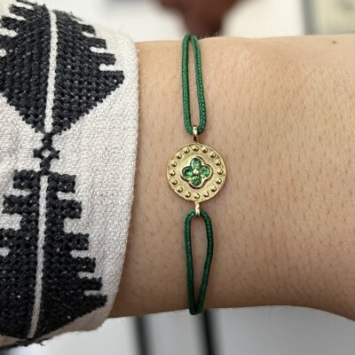 Bracelet Trèfle en or jaune et tsavorites