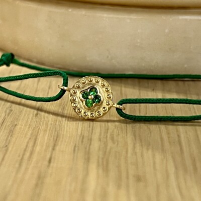 Bracelet Trèfle en or jaune et tsavorites