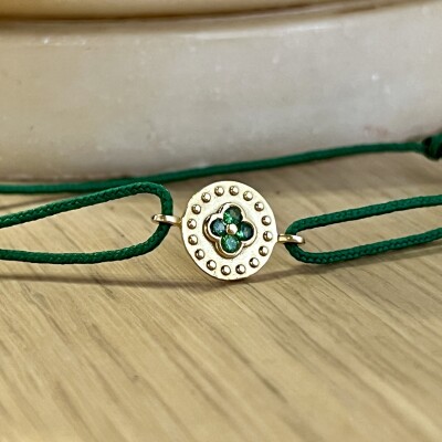 Bracelet Trèfle en or jaune et tsavorites