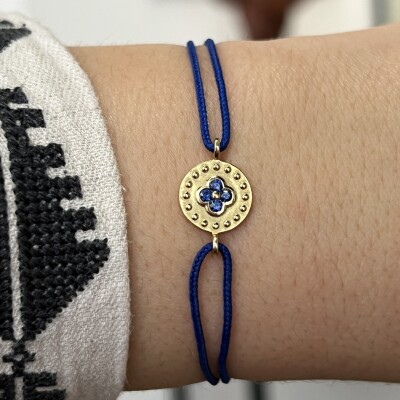 Bracelet Trèfle en or jaune et saphirs