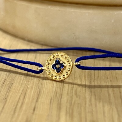 Bracelet Trèfle en or jaune et saphirs