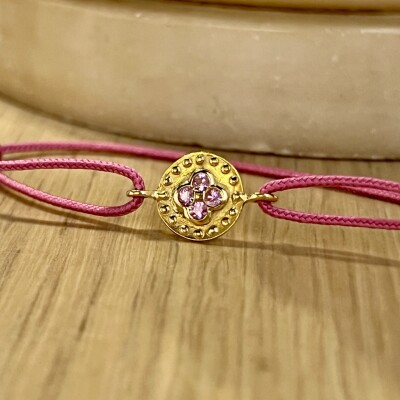 Bracelet Trèfle en or jaune et saphirs rose