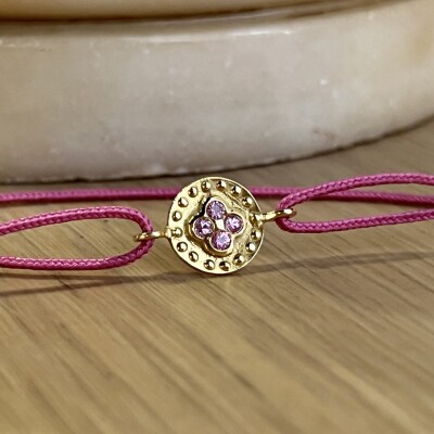 Bracelet Trèfle en or jaune et saphirs rose