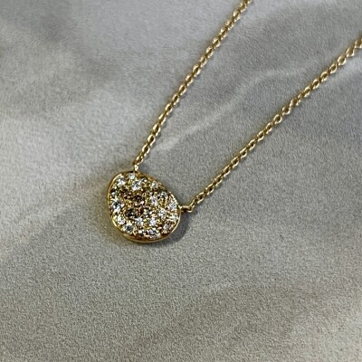 Collier Galet en or rose, diamants cognac et diamants