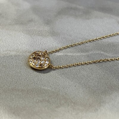 Collier Galet en or rose, diamants cognac et diamants