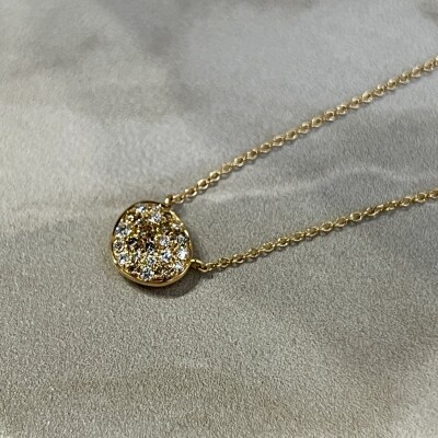 Collier Galet en or rose, diamants cognac et diamants