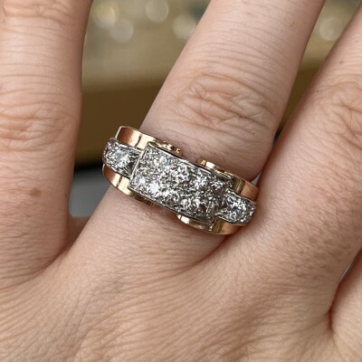 Bague en or rose, platine et diamants de taille ancienne pour 0,60 carat