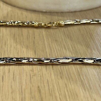 Collier bicolore maille plate en or jaune et en or blanc de 39,73 grammes