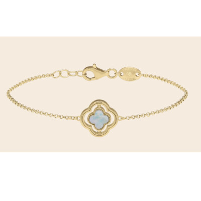 Bracelet réversible argent doré, oxyde de zirconium, nacre