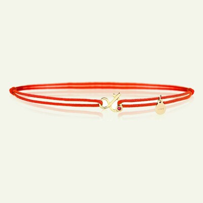 Bracelet cordon rouge min&ral Joaillerie Esperluette en or jaune