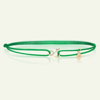 Bracelet cordon vert min&ral Joaillerie Esperluette en or jaune