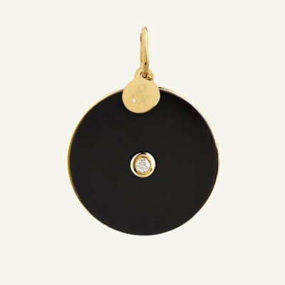 Médaille min&ral Joaillerie Pi en or jaune, onyx et diamant