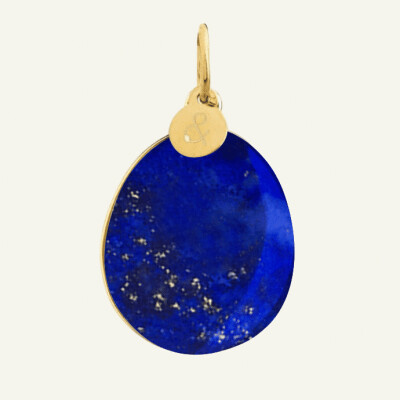Médaille min&ral Joaillerie YG galet grand modèle lapis lazuli