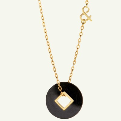 Médaille min&ral Joaillerie Coins en or jaune, onyx