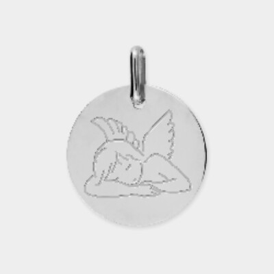 Médaille ange or gris - 15 mm