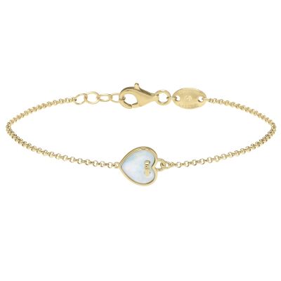 Bracelet Charles Garnier en argent doré et nacre motif coeur