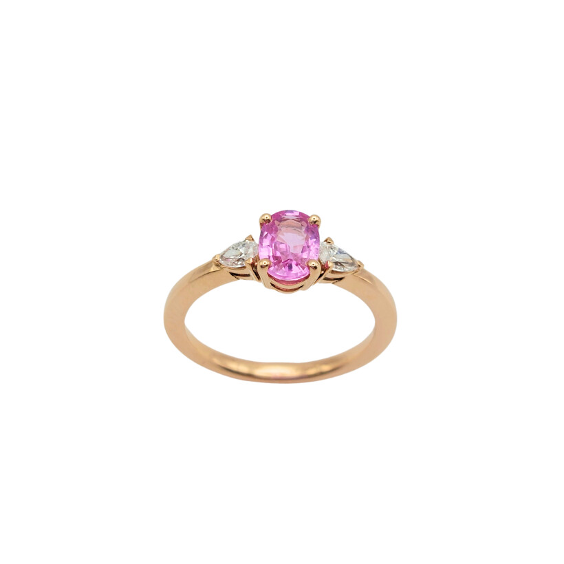 Bague or rose, saphir rose