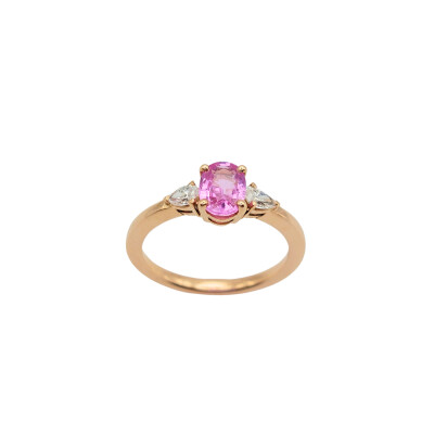 Bague or rose, saphir rose