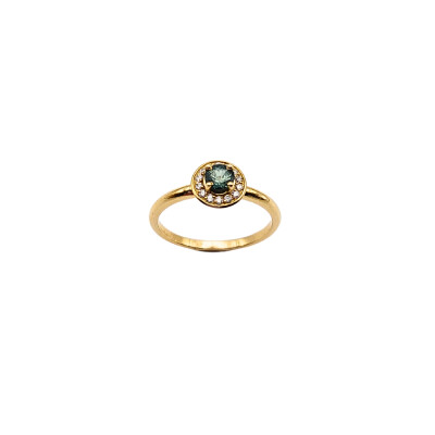 Bague or jaune, Saphir vert