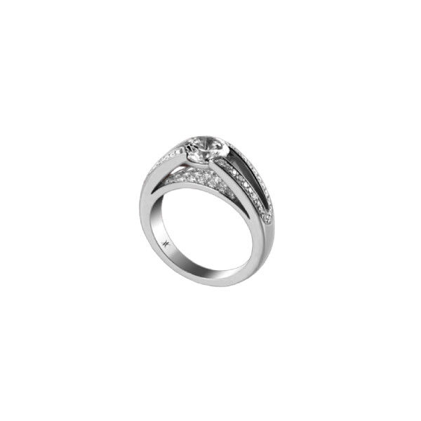 Solitaire en or blanc et diamants