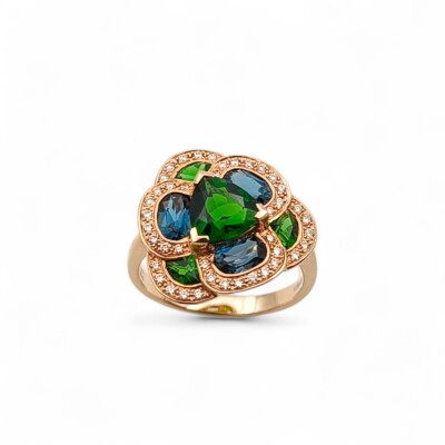 Bague or rose 750/1000 Pierres fines et Diamants