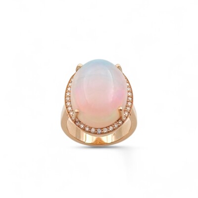 Bague or rose 750/1000 Opale et Diamants