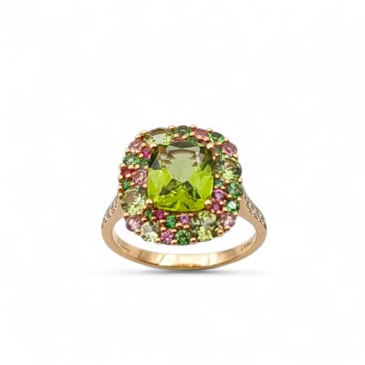 Bague or rose 750/1000 Péridot